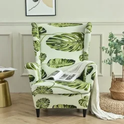 Highdi Stretch Slipcover til Strandmon Lænestol, Sæt med 2 Sofaovertræk med Hyndebetræk, Lænestolbeskytter Hoja Verde