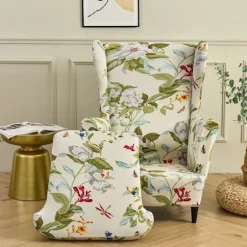 Highdi Stretch Slipcover til Strandmon lænestol, sæt med 2 sofabetræk med pudebetræk, lænestolsbeskytter Flor Y Hoja—yux Flor Y Hoja