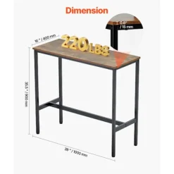 Høj bord - DUOKU - YJX-BT-002 - 99 x 40,6 x 90,2 cm - Metalstruktur - Kapacitet 100 kg