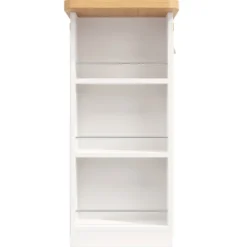 Højdejusterbart barbord med LED-belysning, udtrækkeligt 135-203 cm & 360° drejeligt, køkkenø med opbevaringsplads, hvid Natural + White