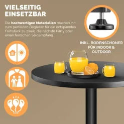 Højdejusterbart barbordssæt med 2 stk., 60 cm bordplade, sort aluminium