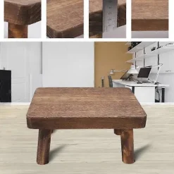 Høje Senge Træ Skammel Massivt Træ Lille Skammel Køkken Stue Skab Holdbar Robust Rustik og Retro Design