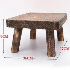 Høje Senge Træ Skammel Massivt Træ Lille Skammel Køkken Stue Skab Holdbar Robust Rustik og Retro Design