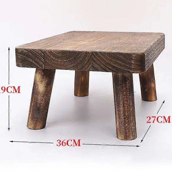 Høje Senge Træ Skammel Massivt Træ Lille Skammel Køkken Stue Skab Holdbar Robust Rustik og Retro Design
