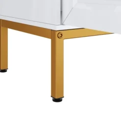 Højglans skænk 140x80x40cm med guldhåndtag | Med hylder & guld ben | Opbevaringsmøbel kommode White