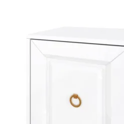 Højglans skænk 140x80x40cm med guldhåndtag | Med hylder & guld ben | Opbevaringsmøbel kommode White
