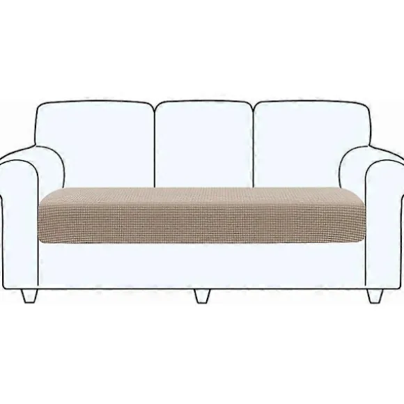 Højkvalitets Stretch Sofabetræk, Hyndebetræk, Vaskbart Sofasæde (3-personers, Khaki)