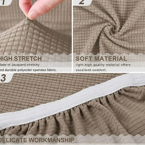 Højkvalitets Stretch Sofabetræk, Hyndebetræk, Vaskbart Sofasæde (3-personers, Khaki)