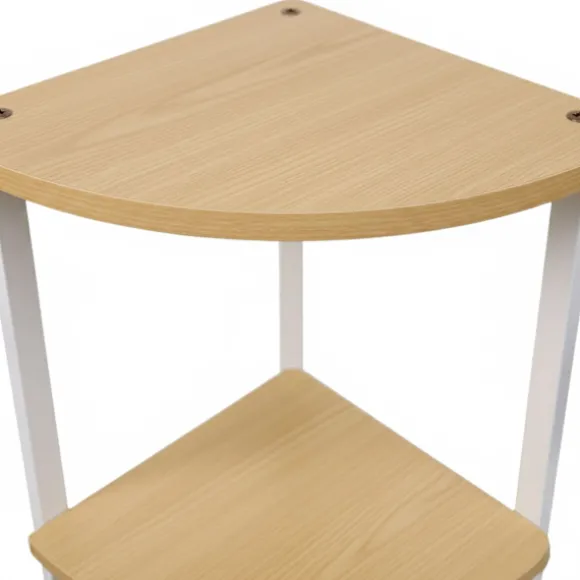 Hjørnehylde, 5 niveauer, metalramme, træfinish