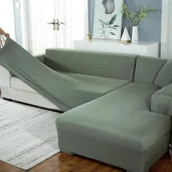 Hjørnesofabetræk L-formet sofabetræk Grå/Beige/Blå Stretch sofabetræk med Venstre/Højre Chaiselong Sofabeskyttelse 90-140cm