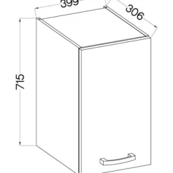 Højskab med 1 hængslet dør - Matgrå - L 40 x D 31,6 x 72 cm - LASSEN Grå