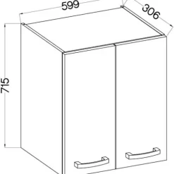 Højskab med hængslede døre - Matgrå - L 60 cm x D 31,6 x H 72 cm - LASSEN Grå