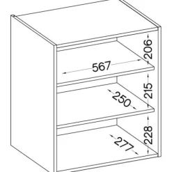 Højskab med hængslede døre - Matgrå - L 60 cm x D 31,6 x H 72 cm - LASSEN Grå