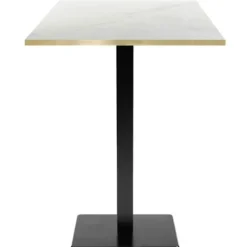 Højt bord 60 x 60 cm - Milan model Paros marmor med messingkanter Vit