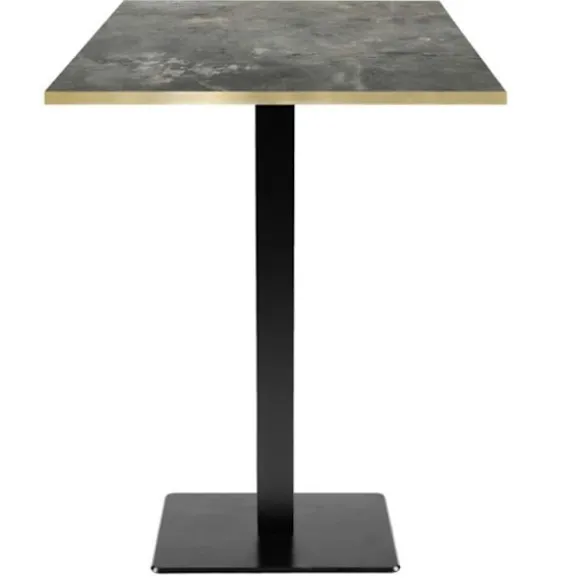 Højt bord 60 x 60 cm - Milan model metallisk sten med messingkanter Grå