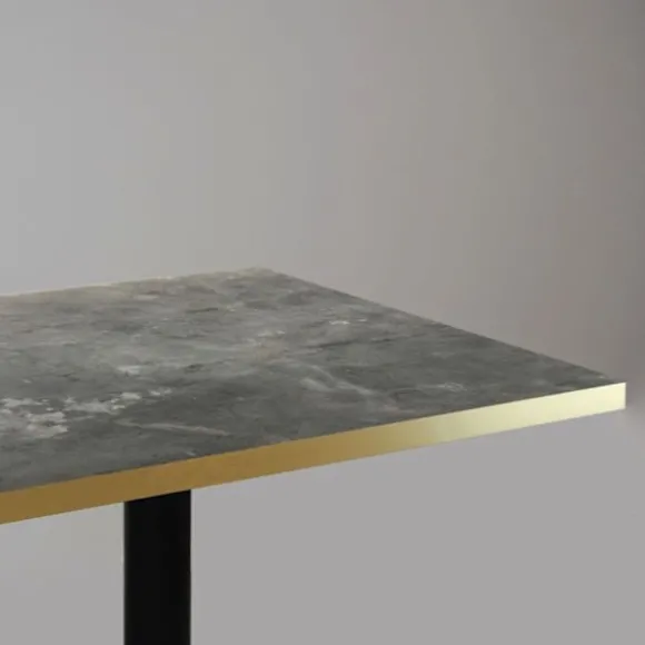 Højt bord 60 x 60 cm - Milan model metallisk sten med messingkanter Grå