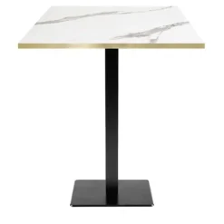 Højt bord 70 x 70 cm - Milan model hvid marmor med messingkanter Vit