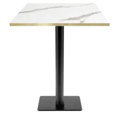 Højt bord 70 x 70 cm - MilanT model hvid marmor med messingkanter Vit