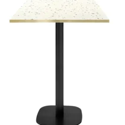 Højt bord 60 x 60 cm - Rund terrazzo cassata model med messingkanter Vit