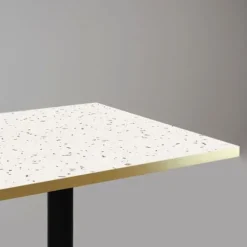 Højt bord 60 x 60 cm - Rund terrazzo cassata model med messingkanter Vit