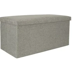 Hopfällbar puff med förvaringsfack grå stor 76x38x38cm
