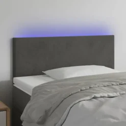 Hovedgærde - Eksklusivt Hus - Mørkegrå Velour - USB 5V Skærbar LED-stribe - Højdejusterbar mörkgrå