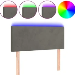 Hovedgærde - Eksklusivt Hus - Mørkegrå Velour - USB 5V Skærbar LED-stribe - Højdejusterbar mörkgrå