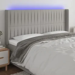 Hovedgærde - Eksklusivt Hus - Indbygget LED - Højdejusterbar - Lys grå 183x16x118/128 cm ljusgrått