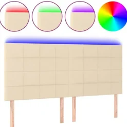 Hovedgærde - Eksklusivt Hus - Creme - Indbygget farvet LED - Højdejusterbar 180x5x118/128 cm Grädde