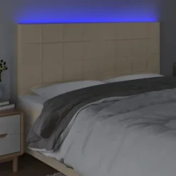 Hovedgærde - Eksklusivt Hus - Creme - Indbygget farvet LED - Højdejusterbar 180x5x118/128 cm Grädde