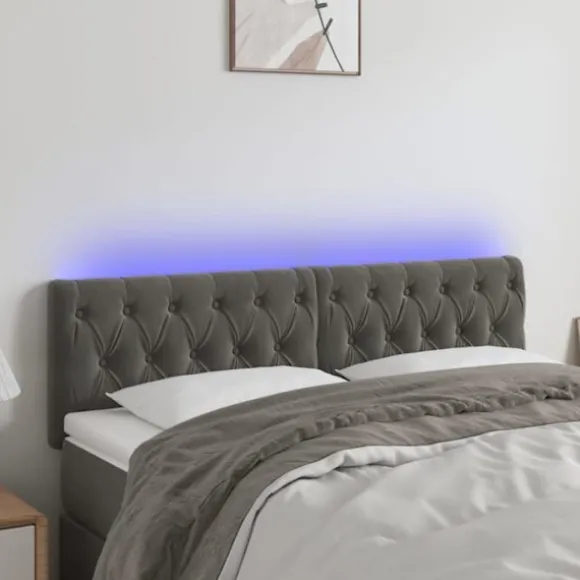 Hovedgærde - Maison Exclusive - Mørkegrå velour - Justerbar indbygget LED - 160 x 7 x 78/88 cm mörkgrå