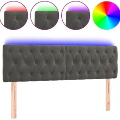 Hovedgærde - Maison Exclusive - Mørkegrå velour - Justerbar indbygget LED - 160 x 7 x 78/88 cm mörkgrå