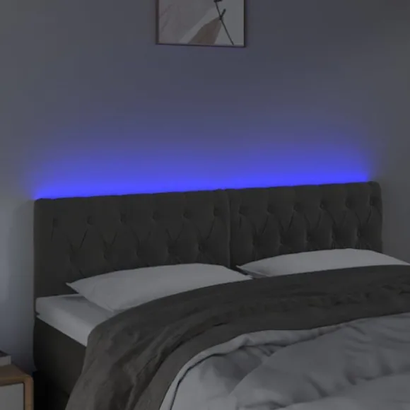 Hovedgærde - Maison Exclusive - Mørkegrå velour - Justerbar indbygget LED - 160 x 7 x 78/88 cm mörkgrå