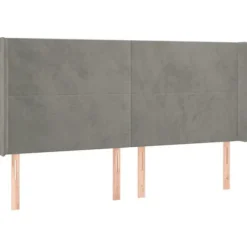 Hovedgærde - Maison Exclusive - Lys grå velour - 163x16x118/128 cm - Ører, justerbare træben ljusgrått