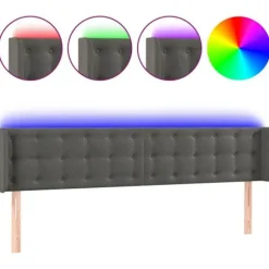 Hovedgærde - Maison Exclusive - Mørkegrå velour - Justerbar LED-indbygning - Justerbar højde 183x16x78/88 cm mörkgrå