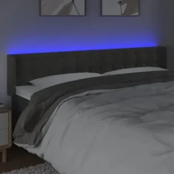 Hovedgærde - Maison Exclusive - Mørkegrå velour - Justerbar LED-indbygning - Justerbar højde 183x16x78/88 cm mörkgrå
