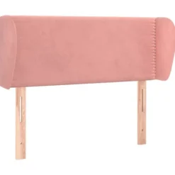 Hovedgærde - Med ører - Rosa velour - Højde justerbar 78/88 cm - 103x23 cm Ros