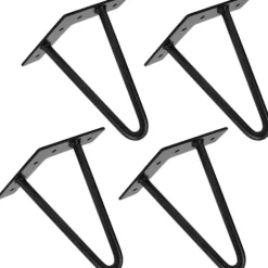 Hårnålebensæt med 4 industrielle sofabordsben, 20 cm/8 tommer, smedejerns bordsstativ, møbelben til sofabord, lavt skab, TV-bord