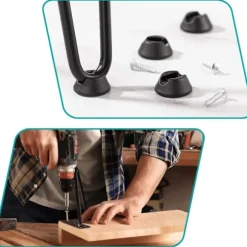 Hårnålsben 15cm Sæt af 4, DIY Metal Bordmøbler Ben Ideel til Spisebord, Skrivebord, Century Modern Style (15cm, Sort)