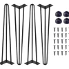 Hårnålsben, Kaffebordsben 16 tommer Møbelben Sæt af 4, DIY Metal Bordben Sort, Metal Hårnålsbordben 3 Stænger 10mm med Gratis Skruer