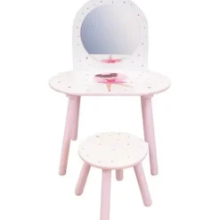 Hårstylist med skammel - Balletdanser - FUN HOUSE - H.48 X L.60 X P.40 / H.27 X L.28 X P.28 cm vitt och rosa