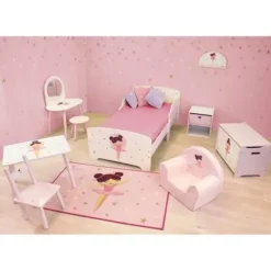 Hårstylist med skammel - Balletdanser - FUN HOUSE - H.48 X L.60 X P.40 / H.27 X L.28 X P.28 cm vitt och rosa