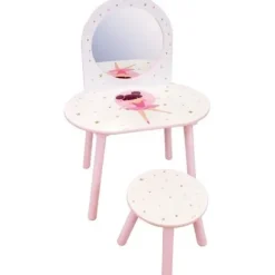 Hårstylist med skammel - Balletdanser - FUN HOUSE - H.48 X L.60 X P.40 / H.27 X L.28 X P.28 cm vitt och rosa