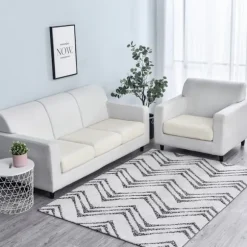 Hvid; Ekstra stor chaiselong (90-110 cm), længde 160-190 cm; Skandinavisk minimalistisk chaiselong sofabetræk i majsfleece, fuldt dækket elastisk Lounge chair cover | Fyndiq