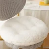 (Hvid Rund, 40*40CM)Firkantede og Runde Stolehynder Sædehynde Plys Hynder Bløde Fluffy Fortykkede Lammeskind Sædehynde Hjemmekontor Stolepude