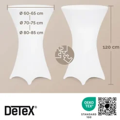 Hvidt cocktailborddække, 70 cm, krølfrit
