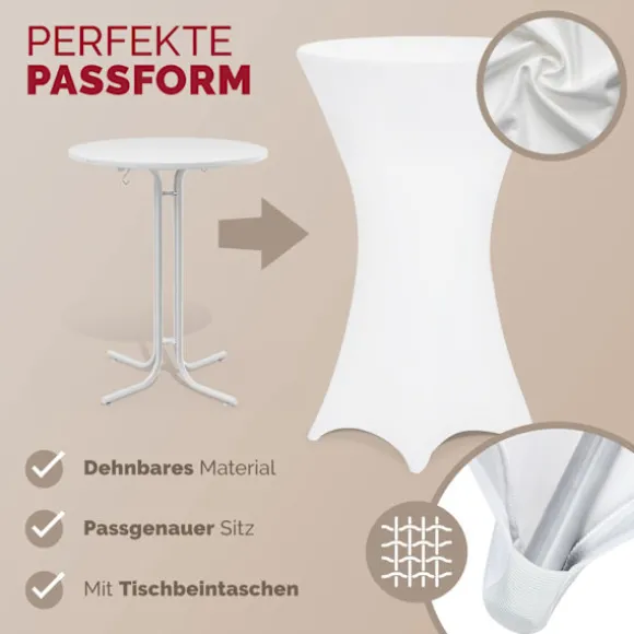 Hvidt cocktailborddække, 70 cm, krølfrit