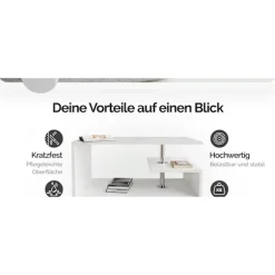 Hvidt sofabord, 95x55x50 cm, ridsefast