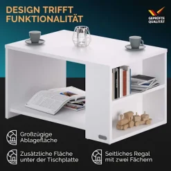 Hvidt sofabord, 90x60x50cm, ridsefast