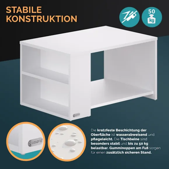 Hvidt sofabord, 90x60x50cm, ridsefast